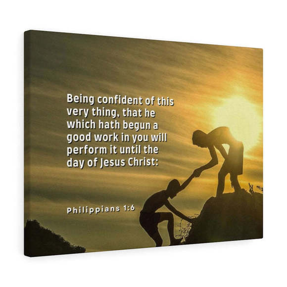 Scripture Sign Being Confident Philippians 1:6 Bible Verse Canvas Christian Wal